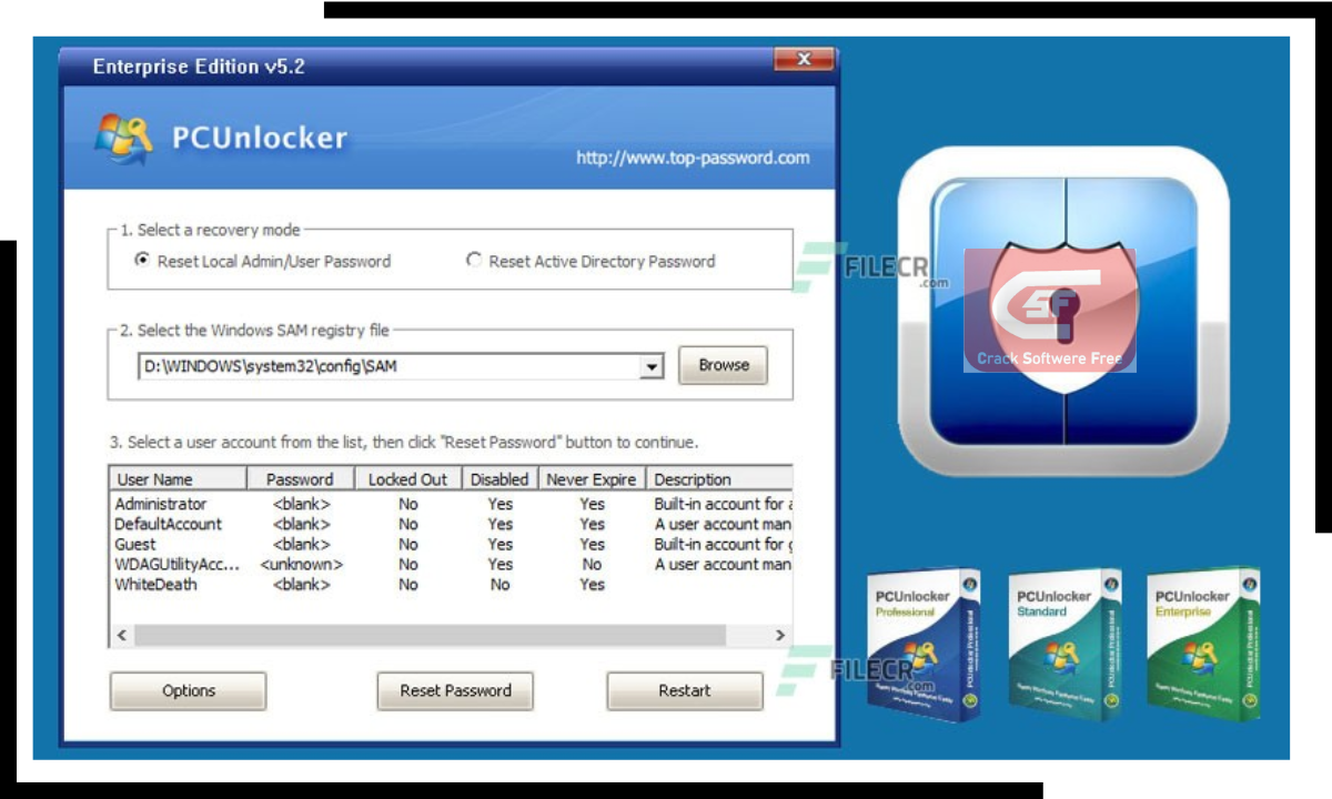 PCunlocker Enterprise Edition ISO crack download